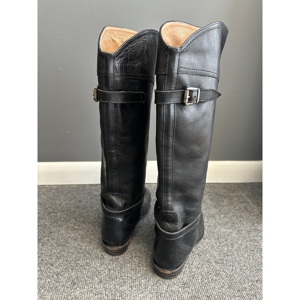 Frye Boots Dorado Size 6 Riding Black Leather Boots 77561 GY Welt Equestrian - Picture 5 of 10